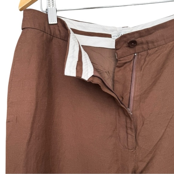 Vintage Linen Blend Wide Leg Pants Trousers Size 14 Brown Jillian Jones - Picture 6 of 8
